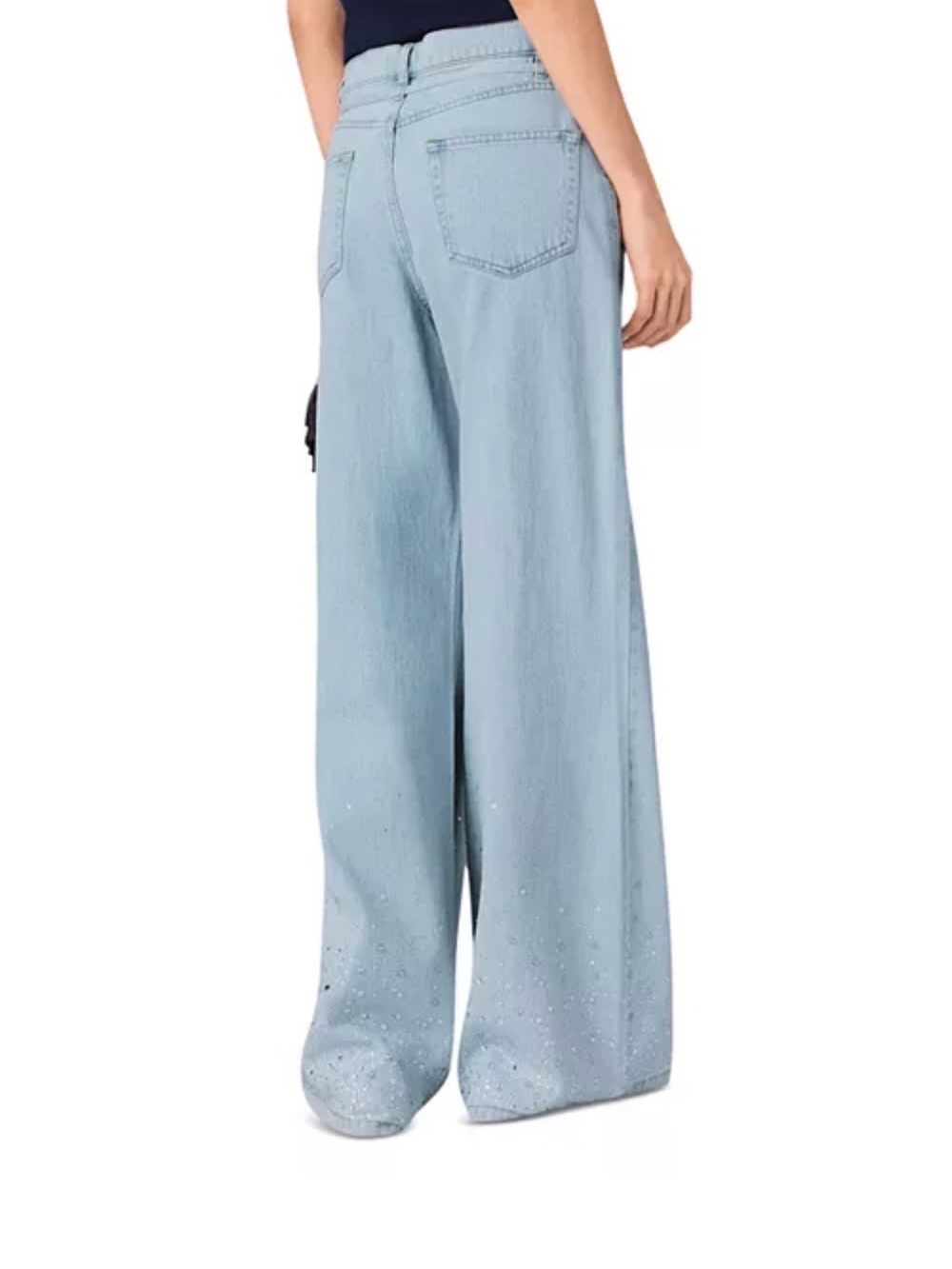 Pyrosa High Rise Wide Leg Rhinestone Jeans in Blue Sky - Picture 3 of 6